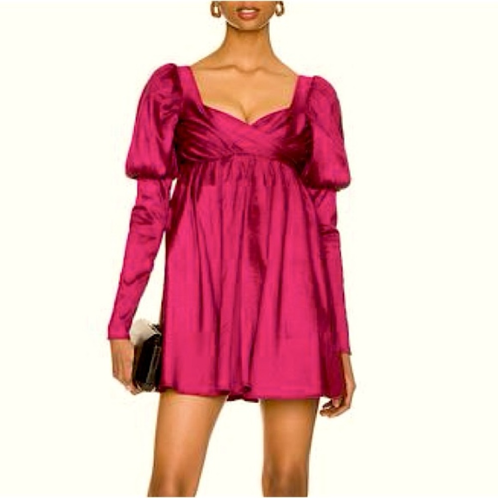 Lovers & Friends Fraya Puff Sleeve Organza Rasberry Red Dress
